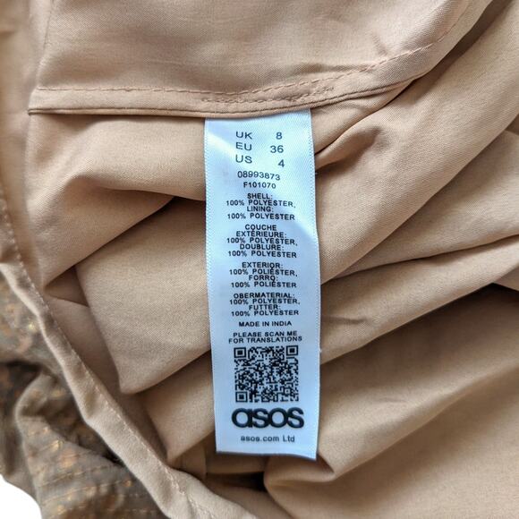 ASOS Modern Batwing Sleeve Midi Dress Sequin Gold Women Small Size 4 - Picture 6 of 16